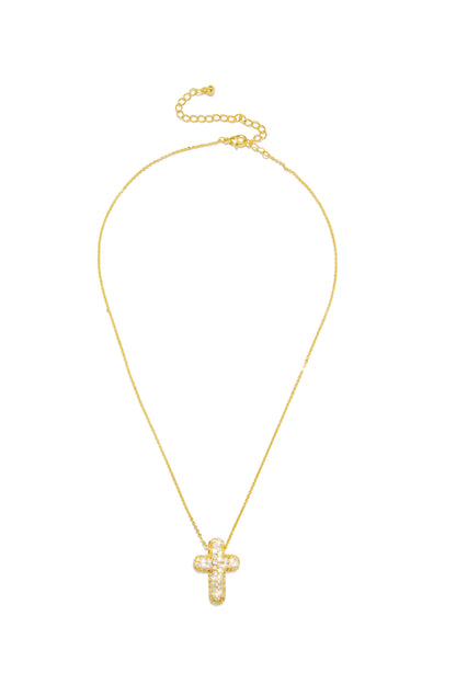 Eila Embellished Gold Dipped Cross Necklace - Gold