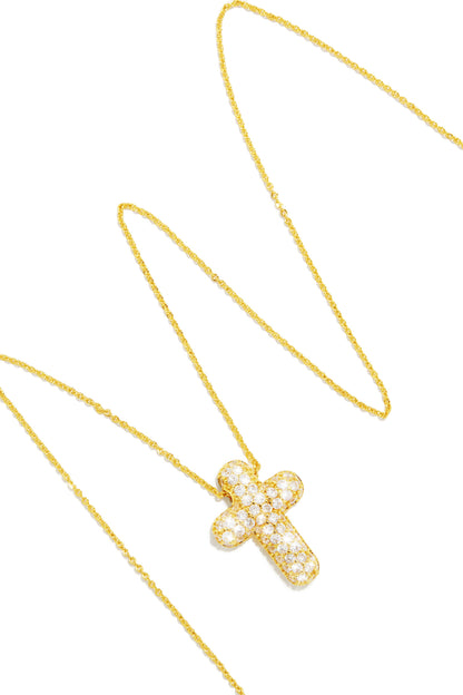 Eila Embellished Gold Dipped Cross Necklace - Gold