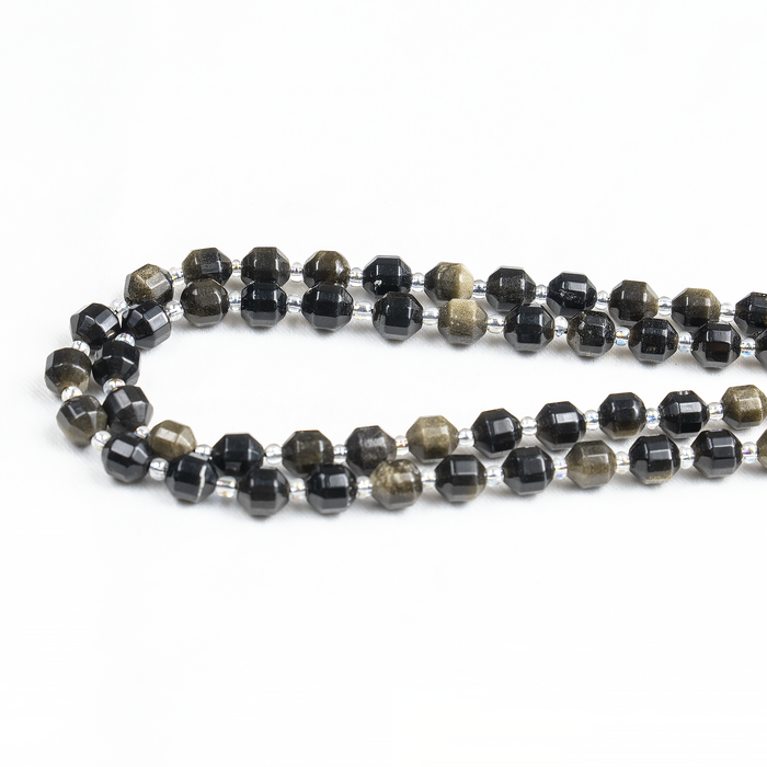 Golden Obsidian Faceted Prism Cut Beads For Jewelry Making