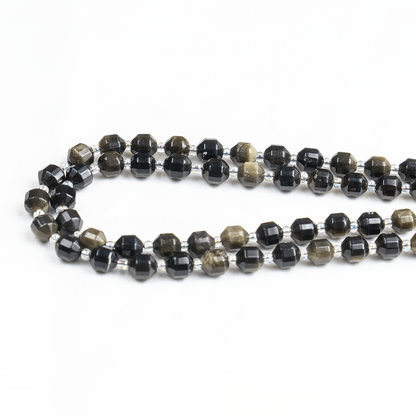 Golden Obsidian Faceted Prism Cut Beads For Jewelry Making