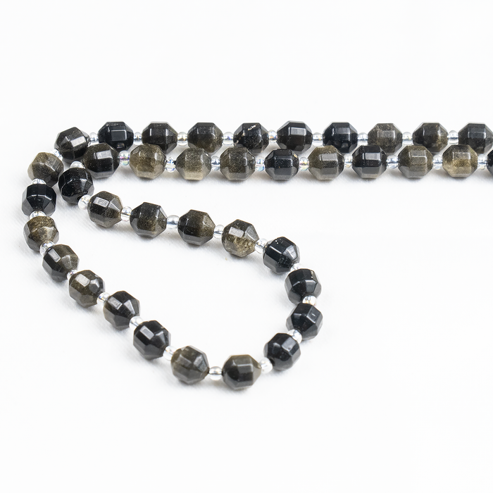 Golden Obsidian Faceted Prism Cut Beads For Jewelry Making