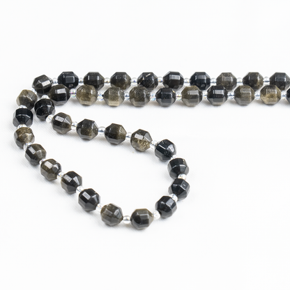 Golden Obsidian Faceted Prism Cut Beads For Jewelry Making
