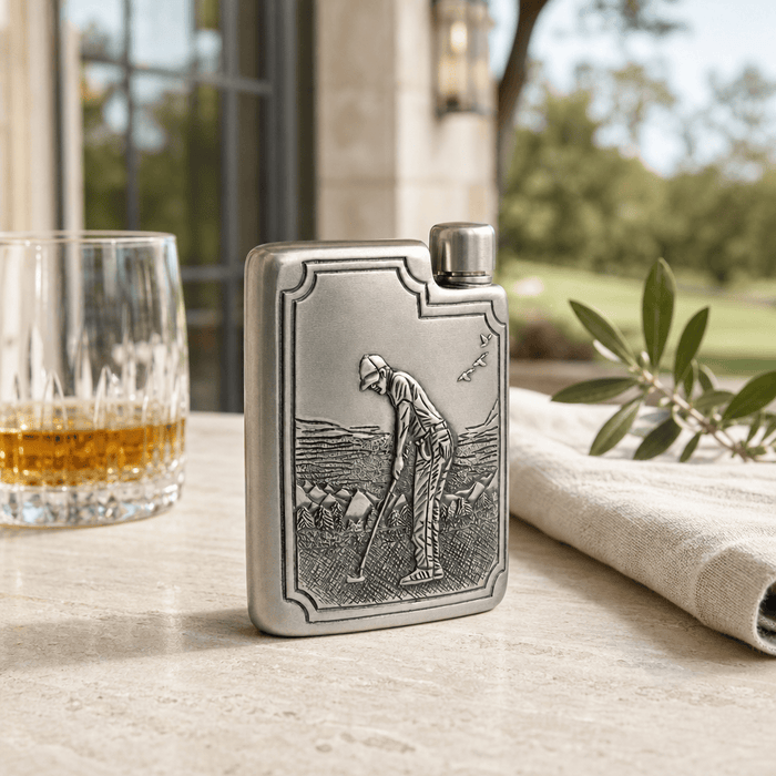 Golfer Pewter Flask 2