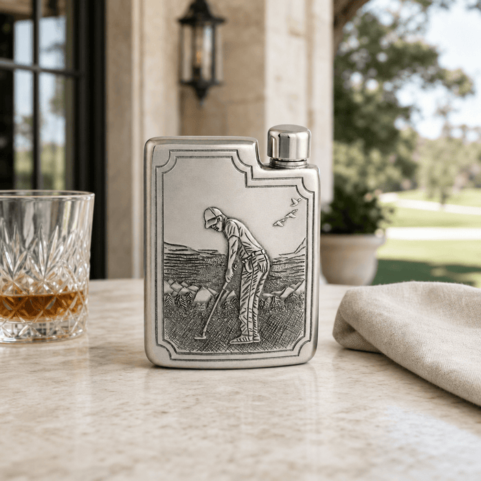 Golfer Pewter Flask 3