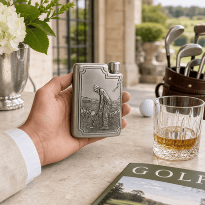 Golfer Pewter Flask 6