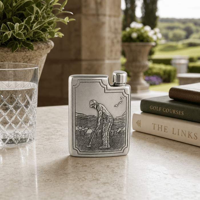 Golfer Pewter Flask 7
