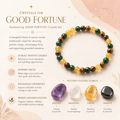 GOOD FORTUNE Crystal Kit, Gemstone Tumble Kit, Good fortune Crystal Gift Set
