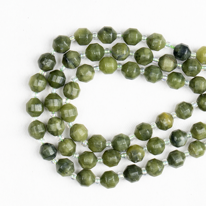Green Jade Faceted Prism Cut Beads For Jewelry Making