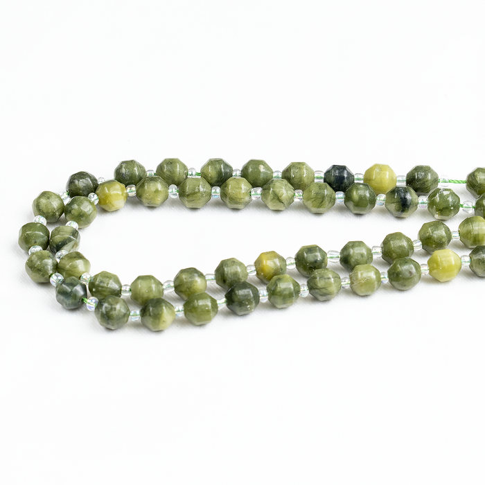 Green Jade Faceted Prism Cut Beads For Jewelry Making