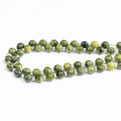 Green Jade Faceted Prism Cut Beads For Jewelry Making