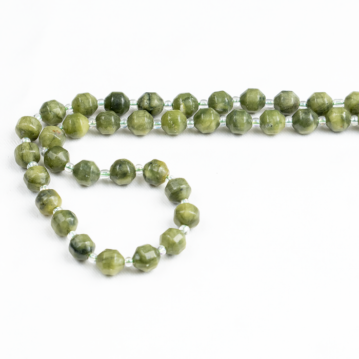 Green Jade Faceted Prism Cut Beads For Jewelry Making