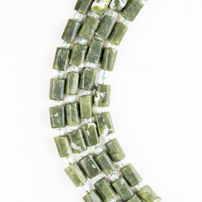 Green Jade Gemstone Pipe Bead, Crystal Healing Tube Beads.