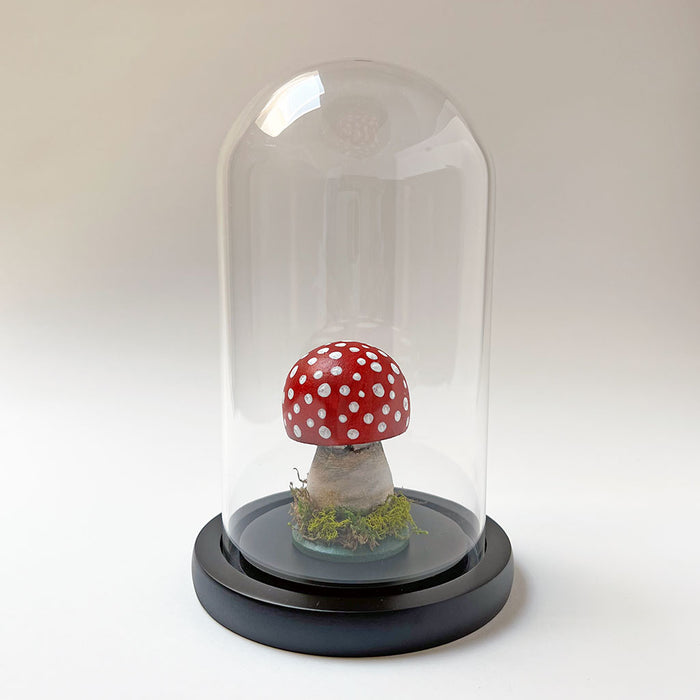 Hand Painted Mushroom Specimen in a Glass Dome (B)