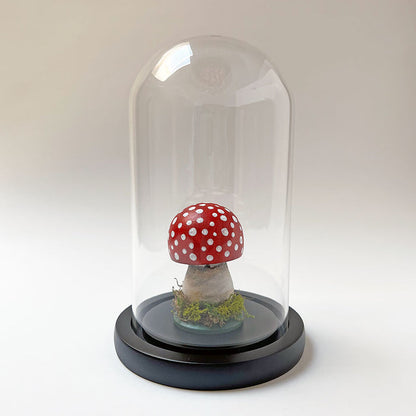 Hand Painted Mushroom Specimen in a Glass Dome (B)