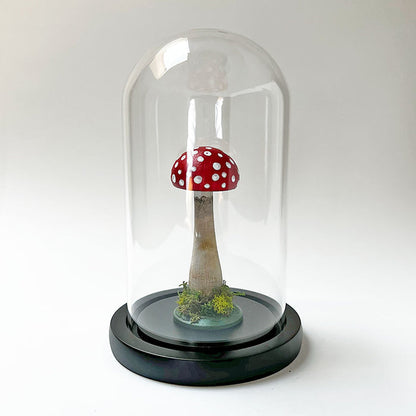 Hand Painted Mushroom Specimen in a Glass Dome (C)
