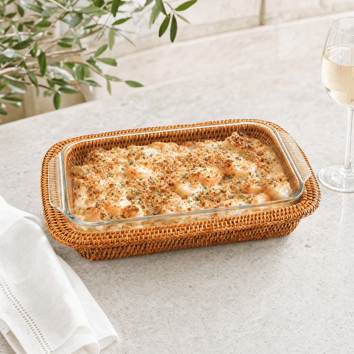 Hand Woven Rattan 3qt Rectangular Casserole Holder 5