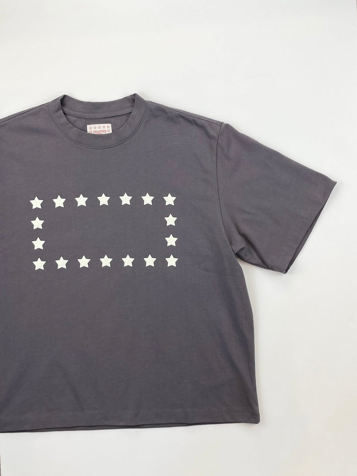 Heavy Cotton Gray White Stars Basic T-Shirt
