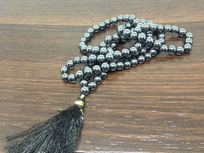 Hematite Gemstone Mala, 108 Prayer Bead Mala.