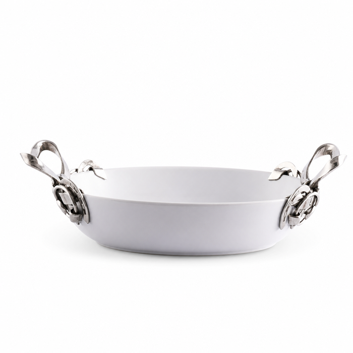 Horseshoe & Bit Stoneware Dish 8