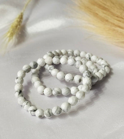 Howlite Faceted Beads Bracelet, Healing Crystal Bracelet