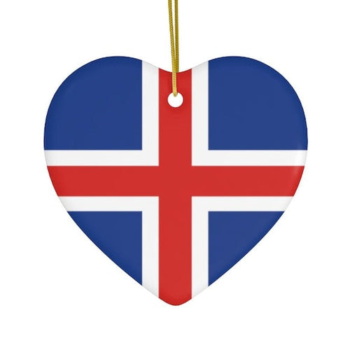 Icelandic Flag Heart Ornament Scandinavian Design Studio