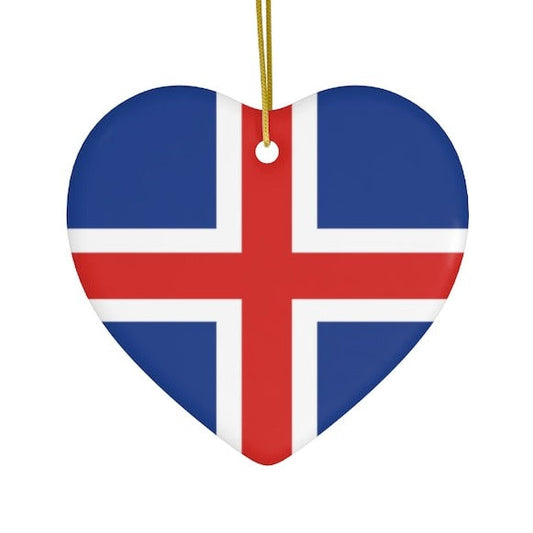 Icelandic Flag Heart Ornament Scandinavian Design Studio