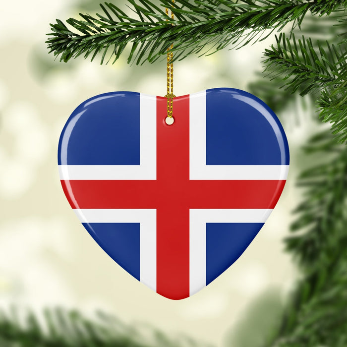 Icelandic Flag Heart Ornament Scandinavian Design Studio