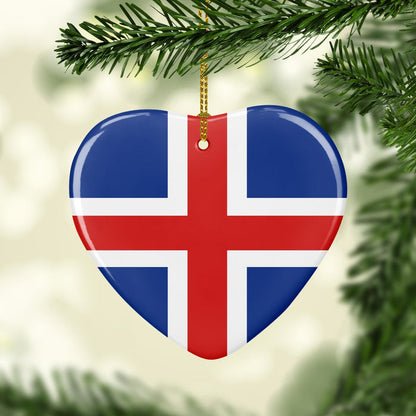 Icelandic Flag Heart Ornament Scandinavian Design Studio