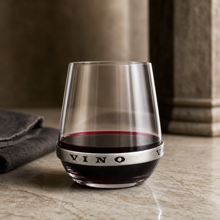 In Vino Veritas Stemless Red Wine Glass 3