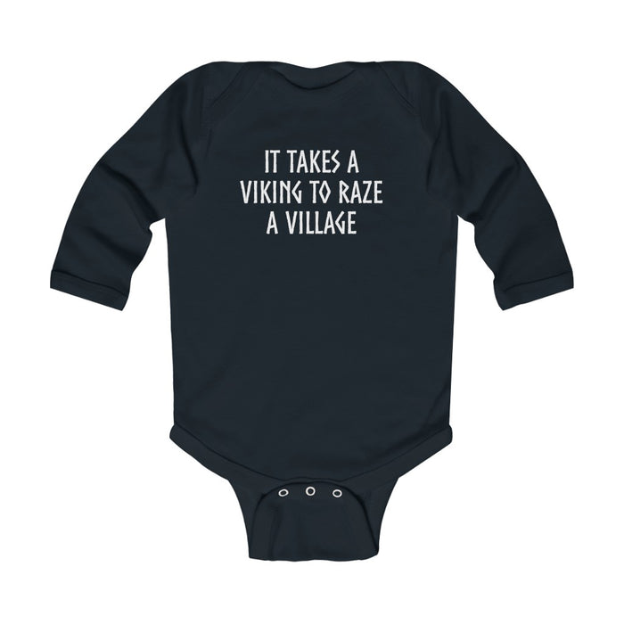 It Takes A Viking To Raze A Village Long Sleeve Bodysuit Scandinavian Design Studio