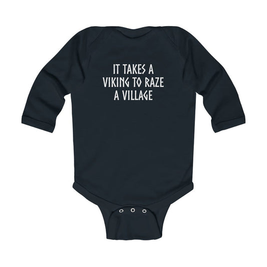 It Takes A Viking To Raze A Village Long Sleeve Bodysuit Scandinavian Design Studio