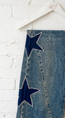 Jeans Wide Leg con Estrellas de Strass