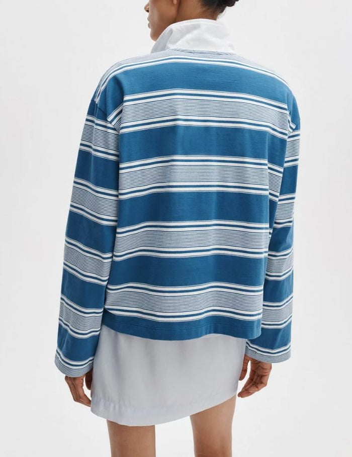 Kelly Stripe Long Sleeve Polo-Tops/Blouses-Uniquities