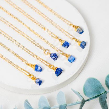 Lapis Lazuli Raw Crystal Necklace, Raw Gemstone Necklace.