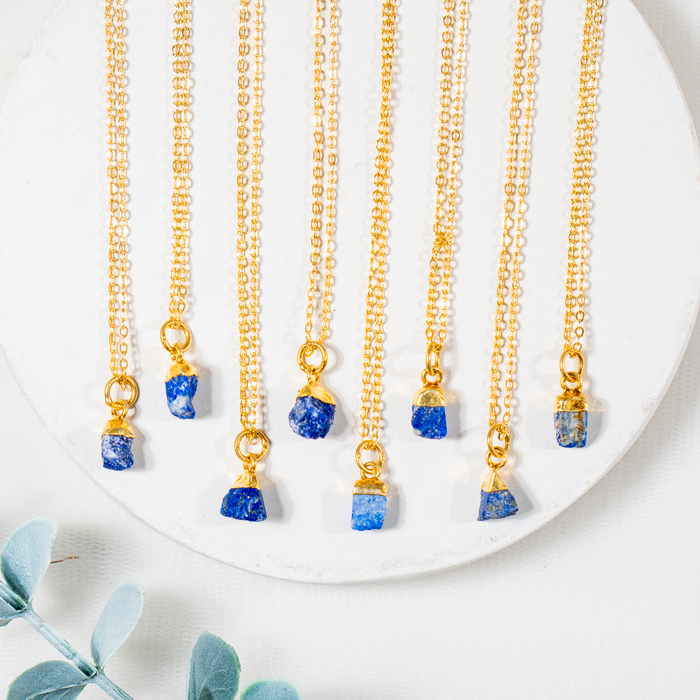 Lapis Lazuli Raw Crystal Necklace, Raw Gemstone Necklace.