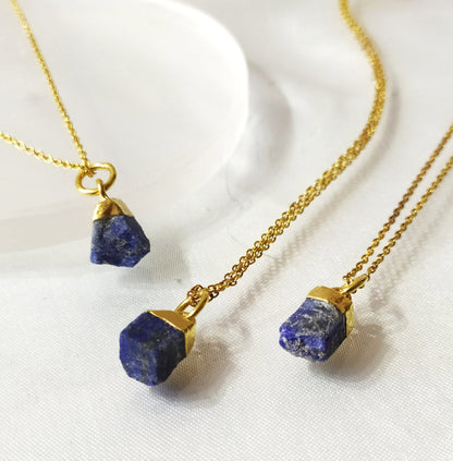 Lapis Lazuli Raw Crystal Necklace, Raw Gemstone Necklace.