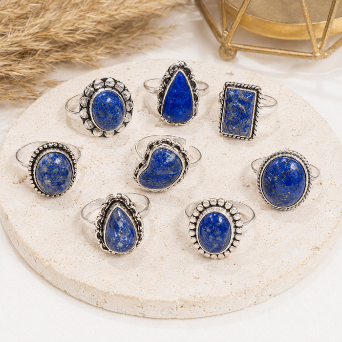 Lapis Lazuli rings – Gemstone rings Natural Crystal Healing Jewelry Collection