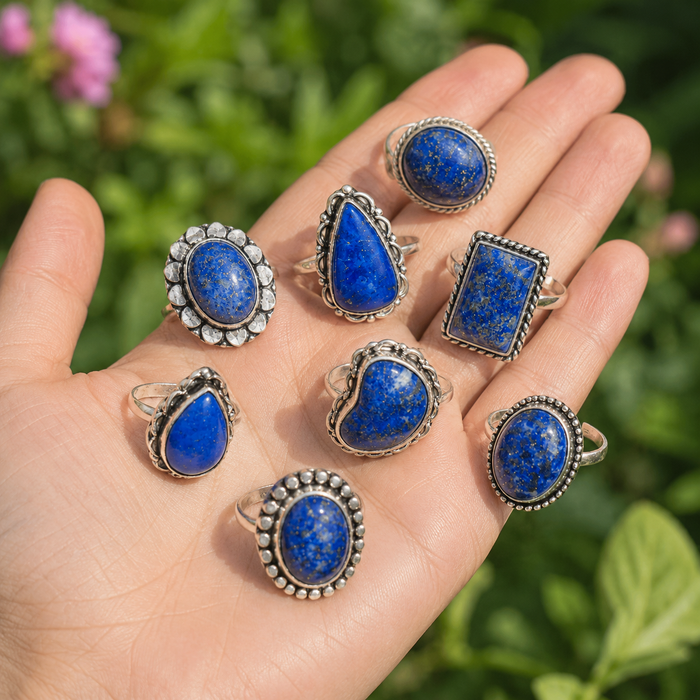 Lapis Lazuli rings – Gemstone rings Natural Crystal Healing Jewelry Collection