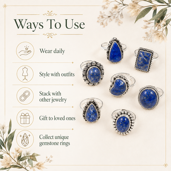 Lapis Lazuli rings – Gemstone rings Natural Crystal Healing Jewelry Collection