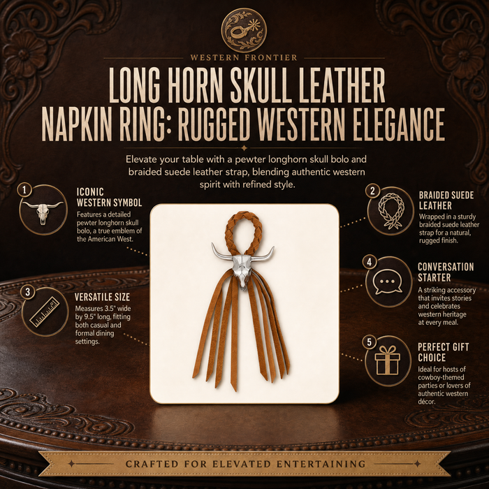 Long Horn Skull Leather Napkin Ring 1