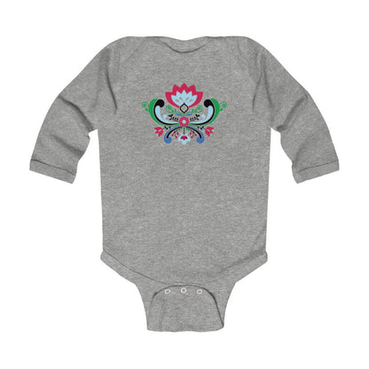 Midsummer Rosemaling Long Sleeve Bodysuit Scandinavian Design Studio