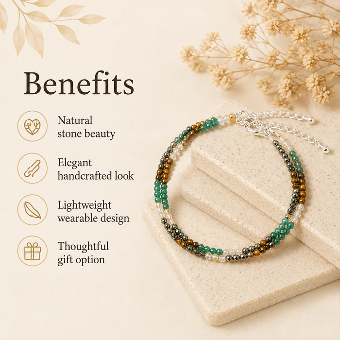 Money Magnet Crystal anklet for Healing, Protection & Grounding – Natural
