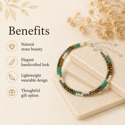 Money Magnet Crystal anklet for Healing, Protection & Grounding – Natural