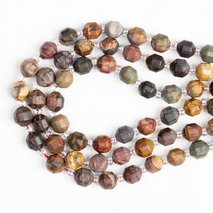 Multi Picasso Jasper Faceted Prism Cut Beads For Jewelry Making