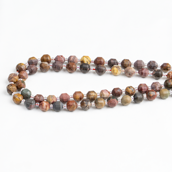 Multi Picasso Jasper Faceted Prism Cut Beads For Jewelry Making