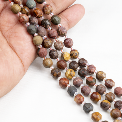 Multi Picasso Jasper Faceted Prism Cut Beads For Jewelry Making