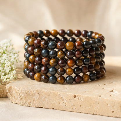 Multi Tiger Eye Bracelet | Tiger Eye Beads Bracelet (Self-Confidence, Spiritual Stability,)