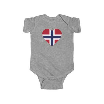 Norwegian Flag Heart Baby Bodysuit Scandinavian Design Studio