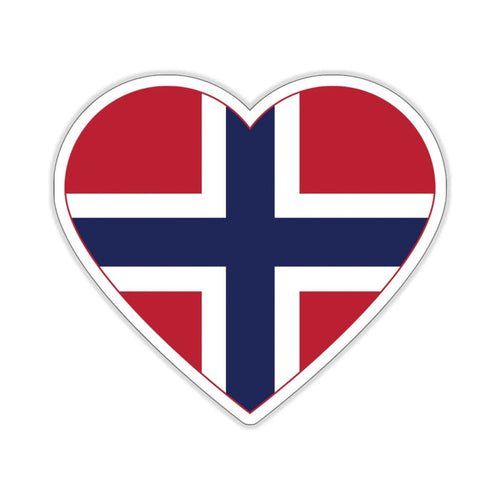 Norwegian Flag Heart Sticker Scandinavian Design Studio