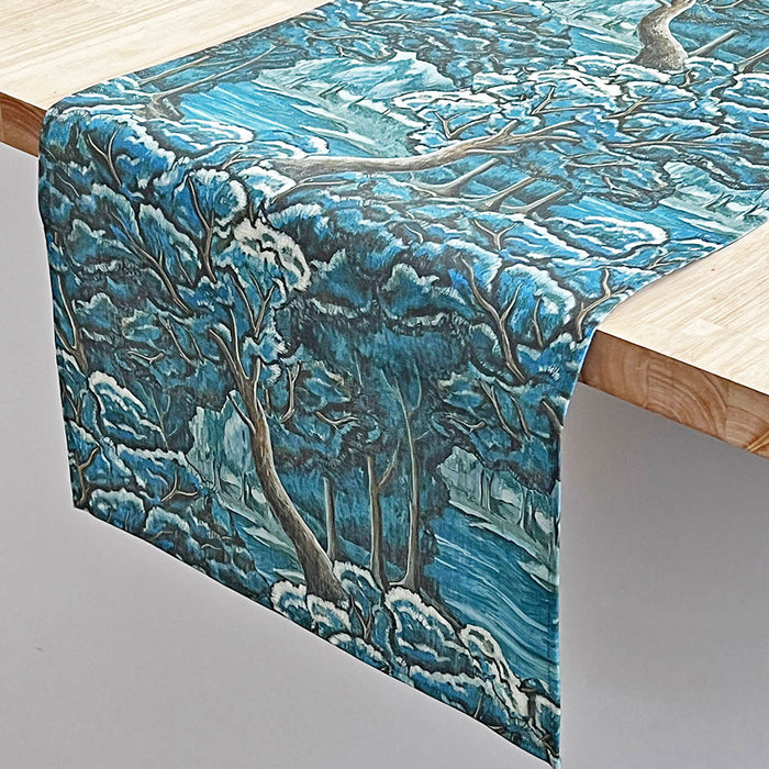 PATCH NYC Blue Tapestry Linen Table Runner